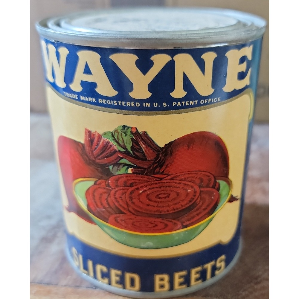 Vintage Wayne Sliced Beets Tin‎ Can Authentic Cantique Decor